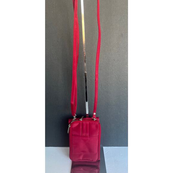 Travelon Travel Red Nylon Polyester Multi Pocket/Slot Crossbody Purse Fanny Pack - Picture 4 of 12